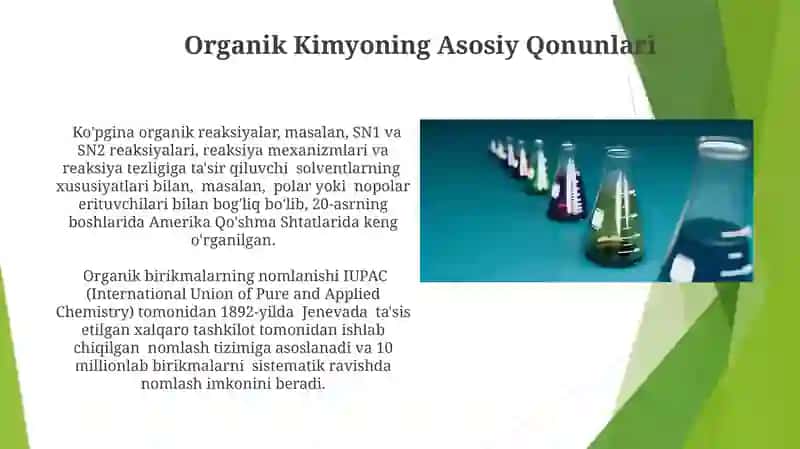 Organik kimyoning asosiy qonunlari va ularning ahamiyati 4