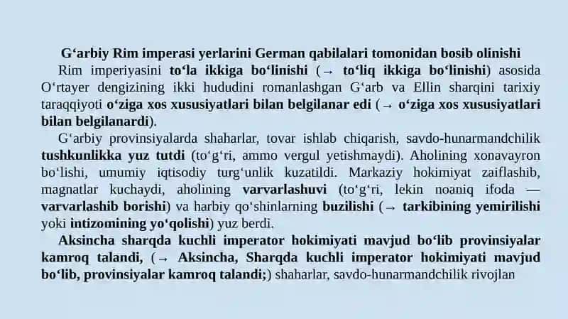 G‘ARBIYRIM IMPERIYASINI QULASHI. QADIMGI RIM MADANIYATI 4
