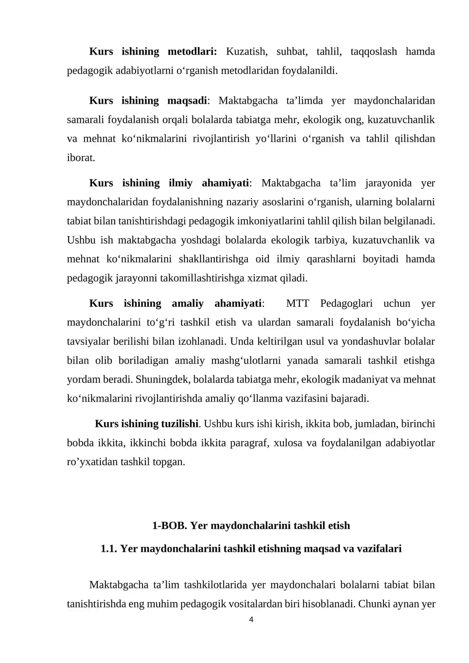 Yer maydonchasini tashkil etish va rejalashtirish metodikasi 4