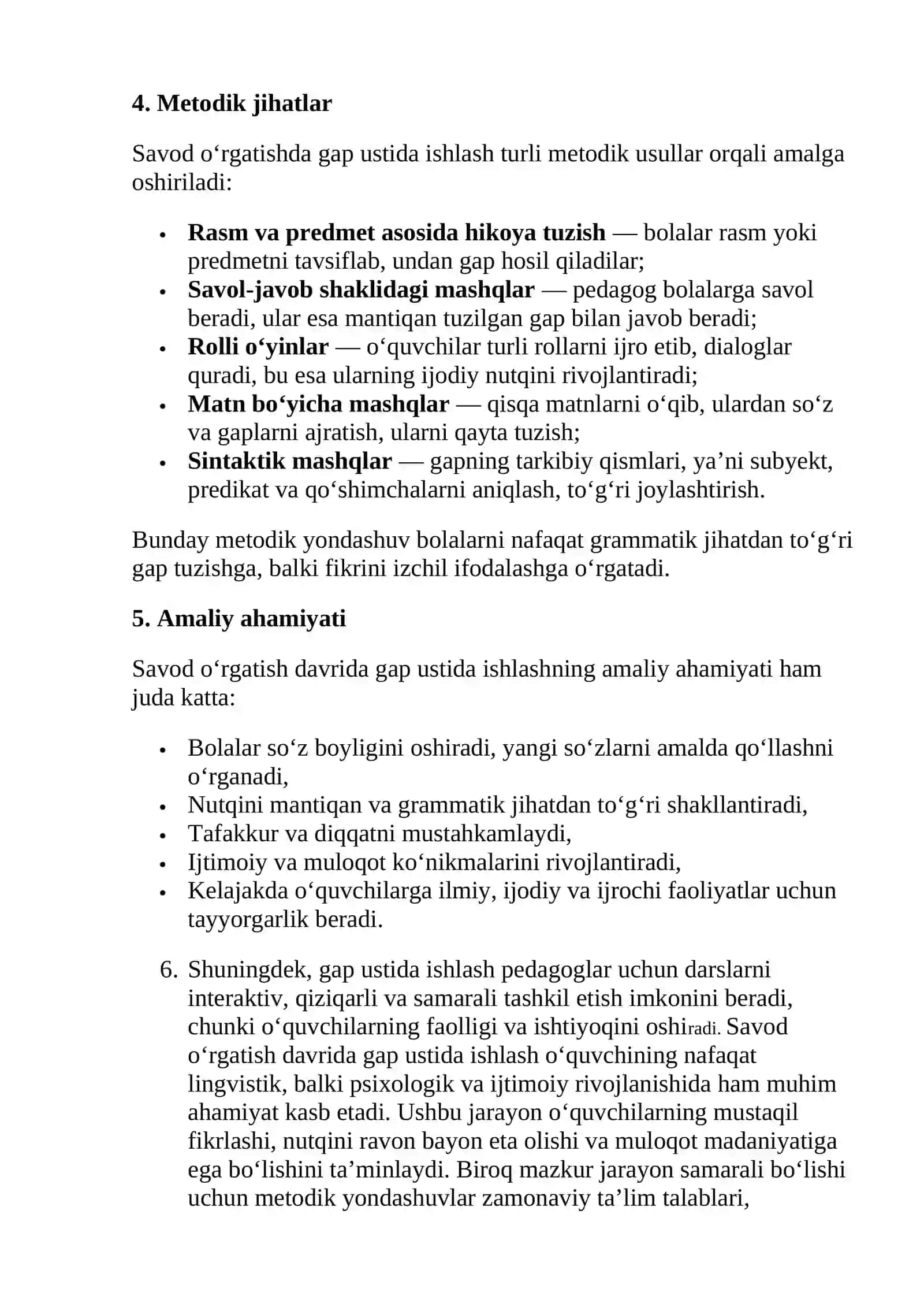 Savod o‘rgatish davrida gap ustida ishlash 4