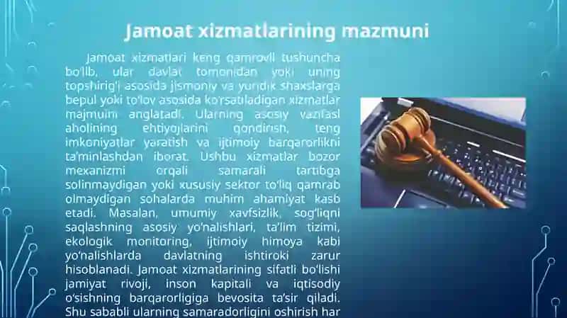 Jamoatxizmatlarini samarali taqdim etish muammosi va undagi davlatning ahamiyati 4