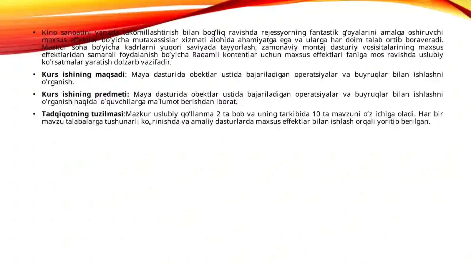 Maya dasturida obektlar ustida bajariladigan operatsiyalar va buyruqlar bilan ishlash 4
