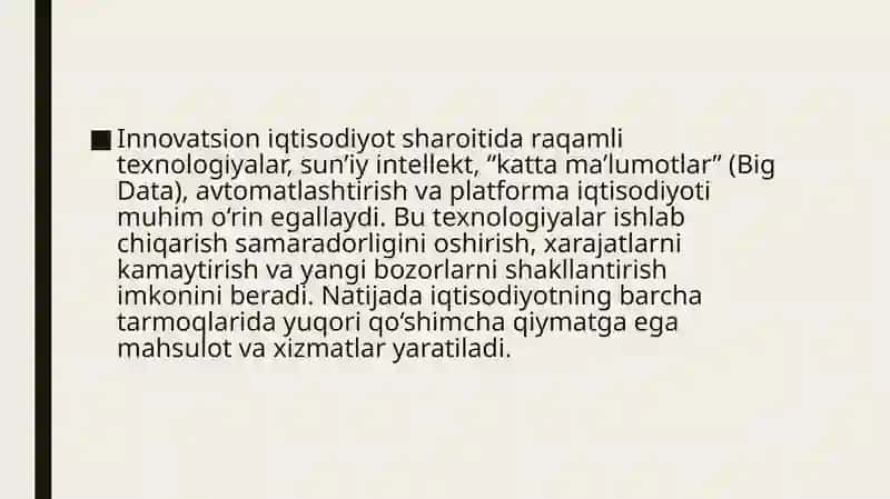 Taqdimot ishi Innovatsion Iqtisodiyot 4