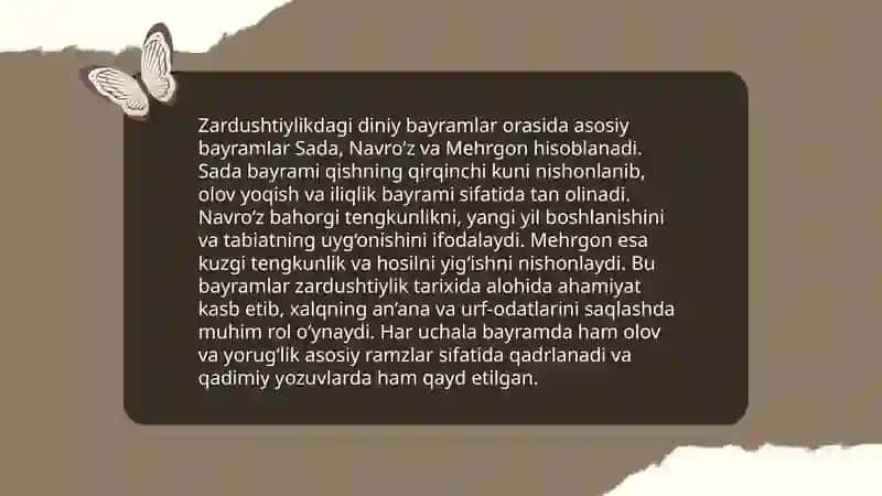 Zardushtiylik taʼlimotida urf-odat marosimlar maʼnaviy axloqiy qarashlar 4