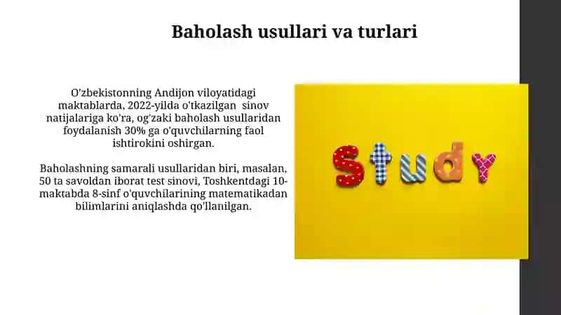 Talabalarning bilim darajasini baholash 4