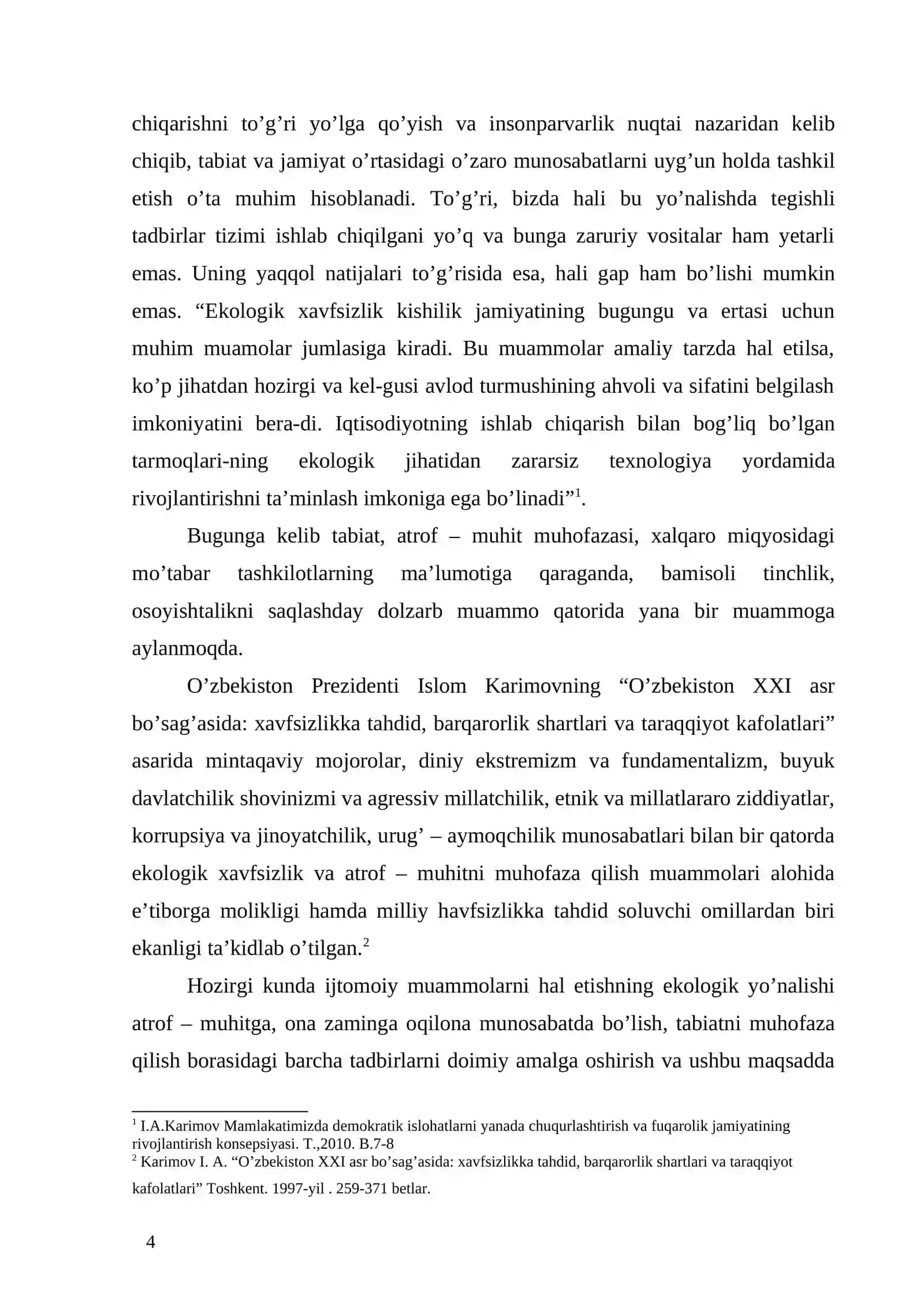 O`zbekistonda ekalogik muommolar va bu to`g`risida hukumatimizning olib borayotgan siyosati 4