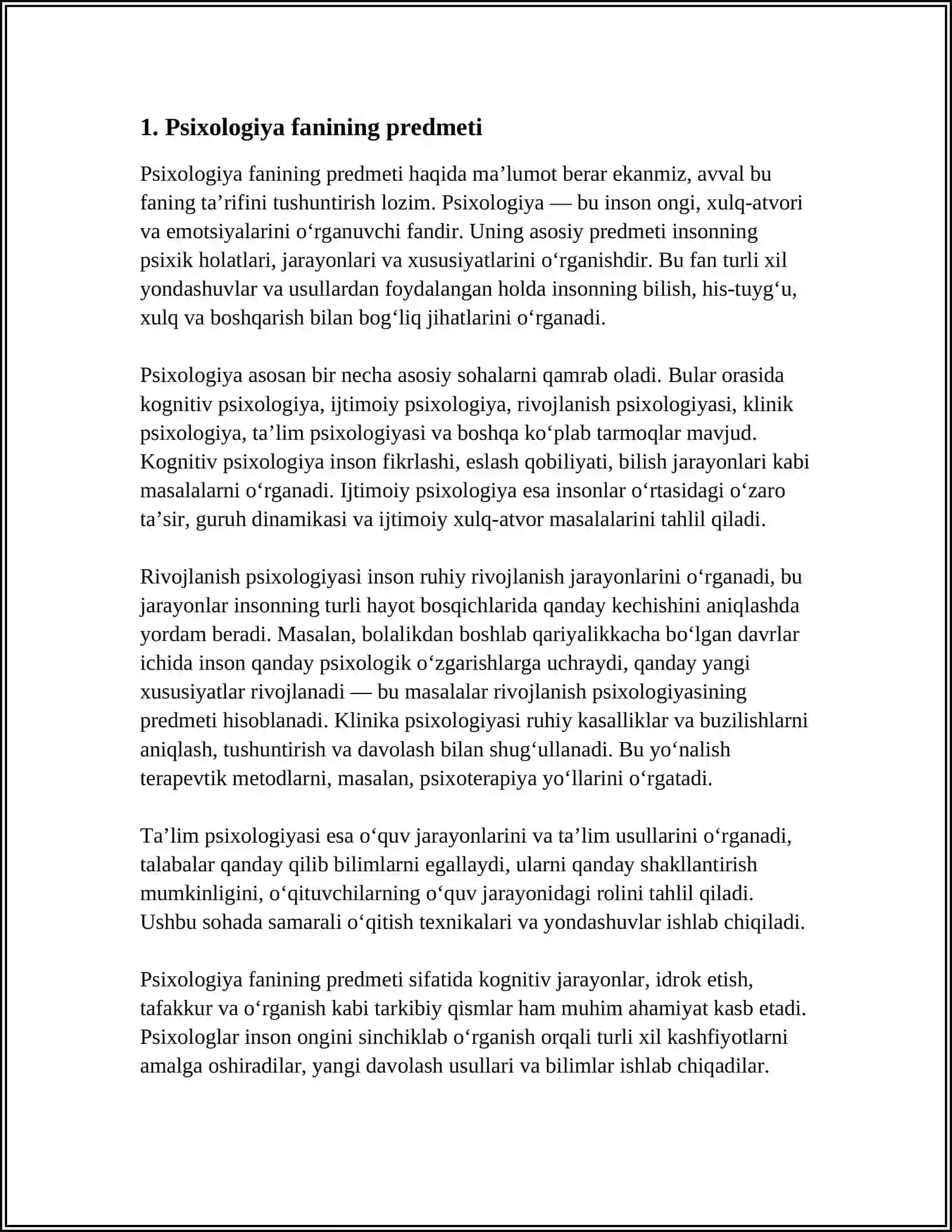 PSIXOLOGIYA FANINING PREDMETI VA RIVOJLANISH TARIXI SOXALARI TADQIQOT METODLARI 4