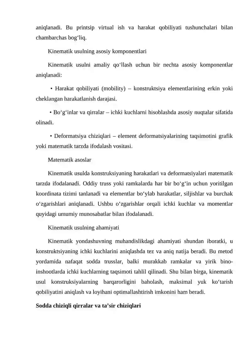 Ta’sir chiziqlari qurishning kinematik usuli 4