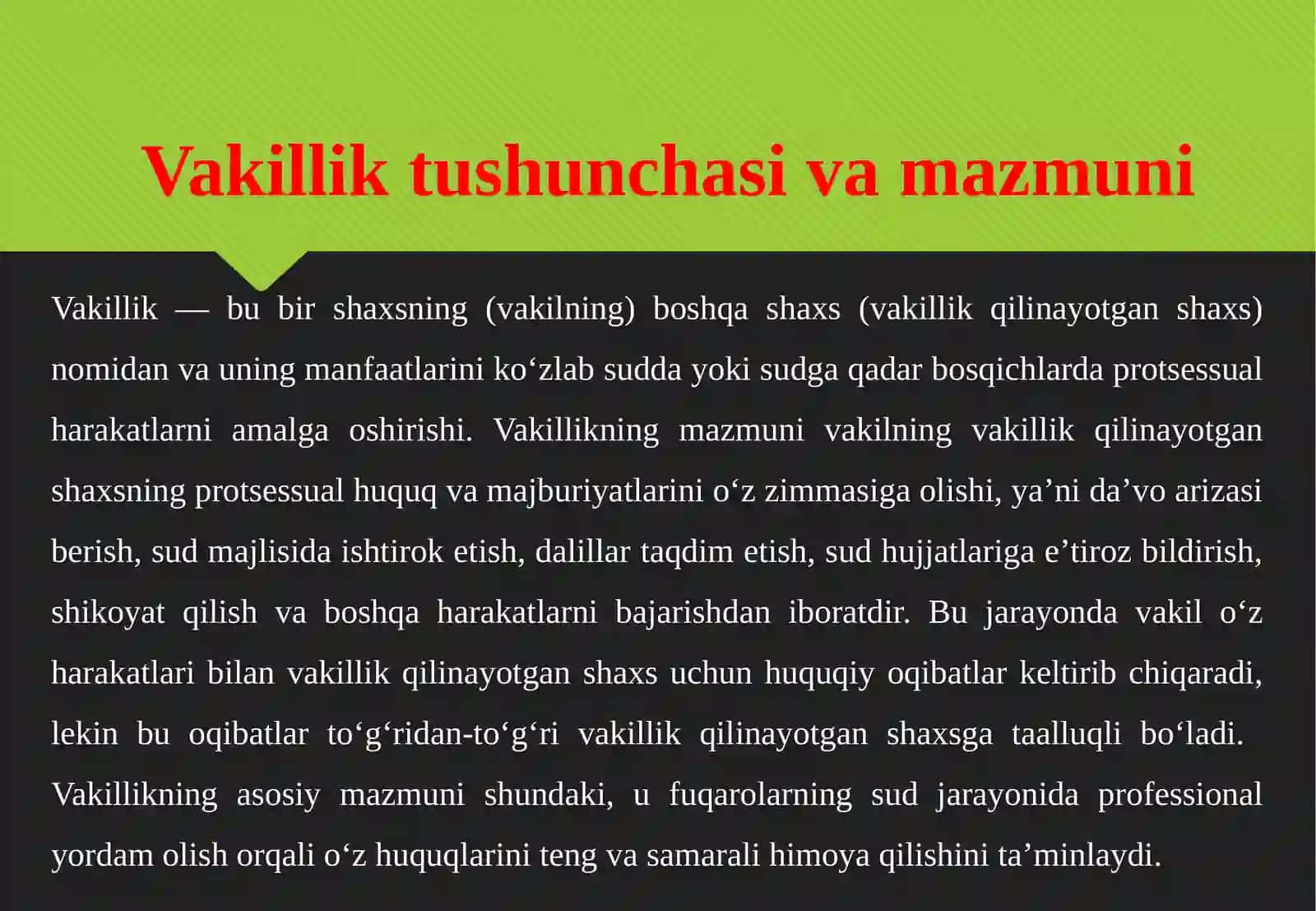 Fuqarolik protsessida vakil ishtiroki. 4