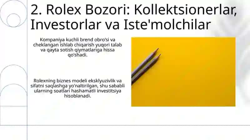 Rolex soat ishlab chiqaruvchi korxonasi haqida iqtisodiy taqdimot 4