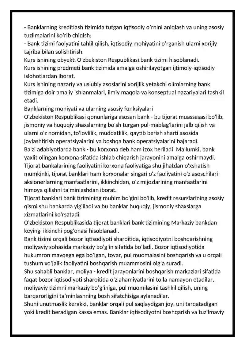 O'zbekistonda bank tizimini rivojlantirish istiqbollari 4