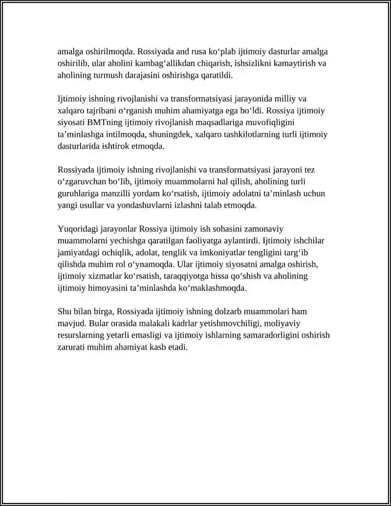 ROSSIYADA IJTIMOIY ISHNING RIVOJLANISHIGA ASOSIY TENDENSIYALAR 4