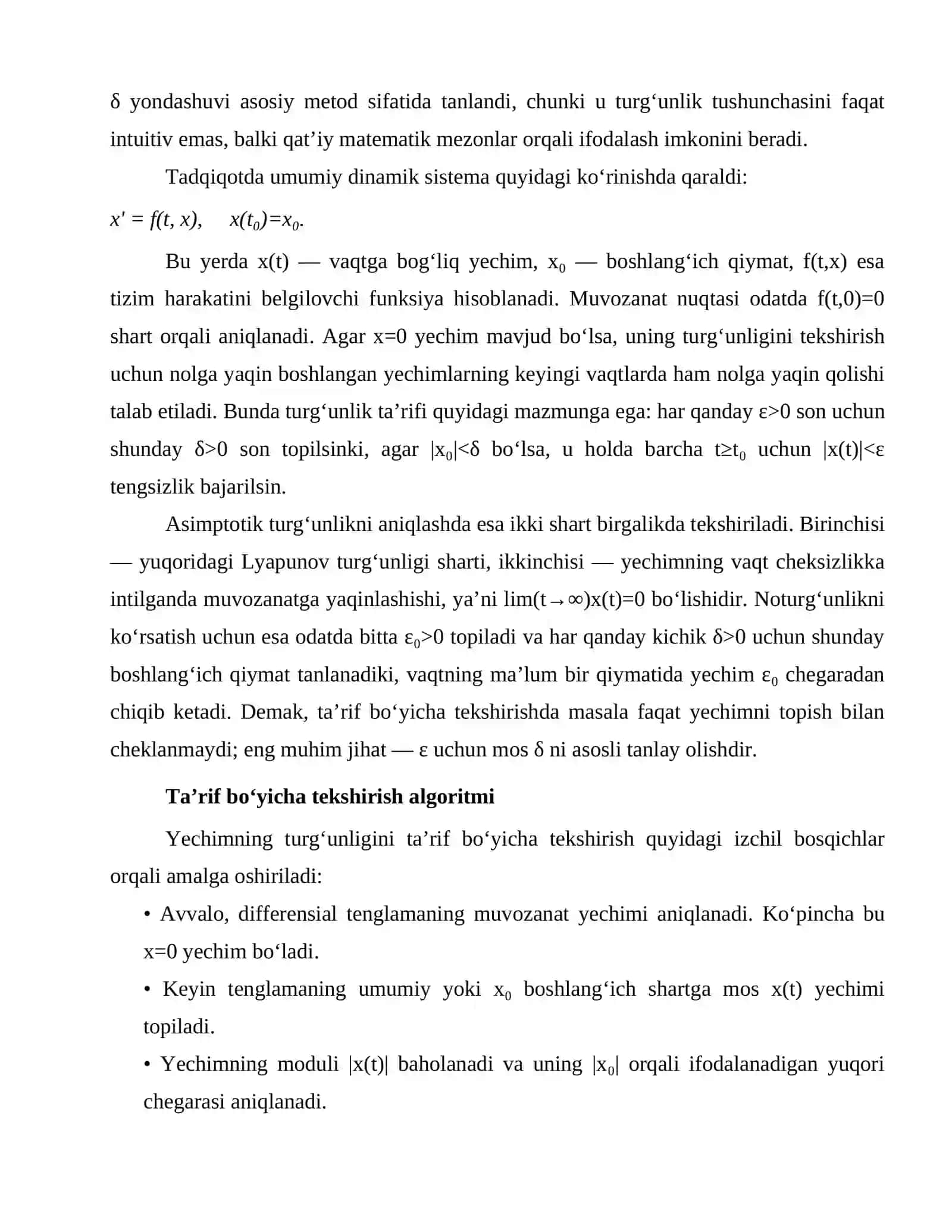 TURG‘UNLIK NAZARIYASI: YECHIMNING TURG‘UNLIGINI TA’RIF BO‘YICHA TEKSHIRISH 4