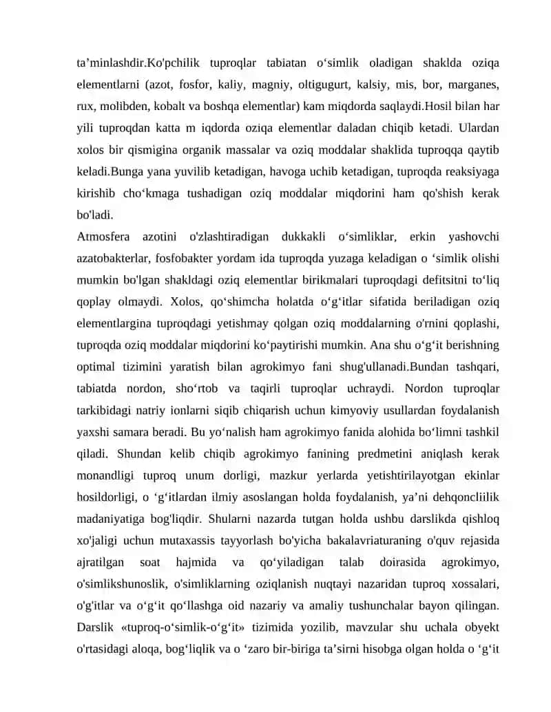 Agrokimyoning vazifalari va hozrgi davrdagi muammolari 4