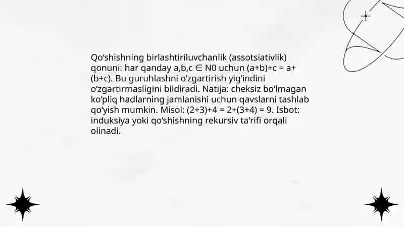 Qo‘shish va ko‘paytirish qonunlari 4