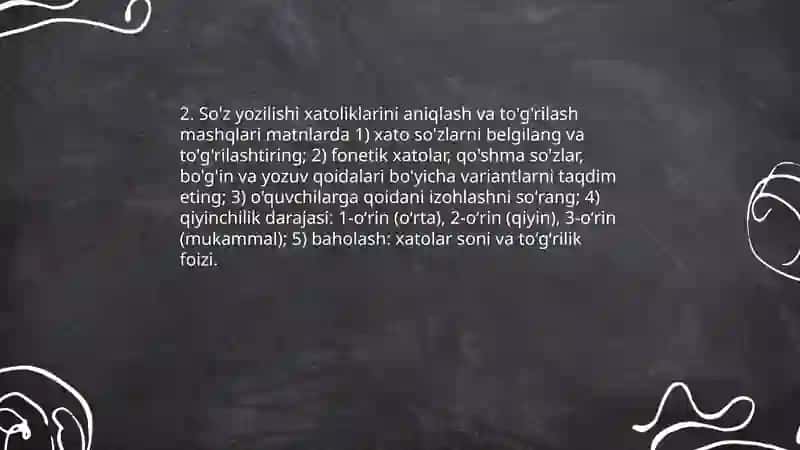 Imloviy Savodxonlik Mashqlari 4