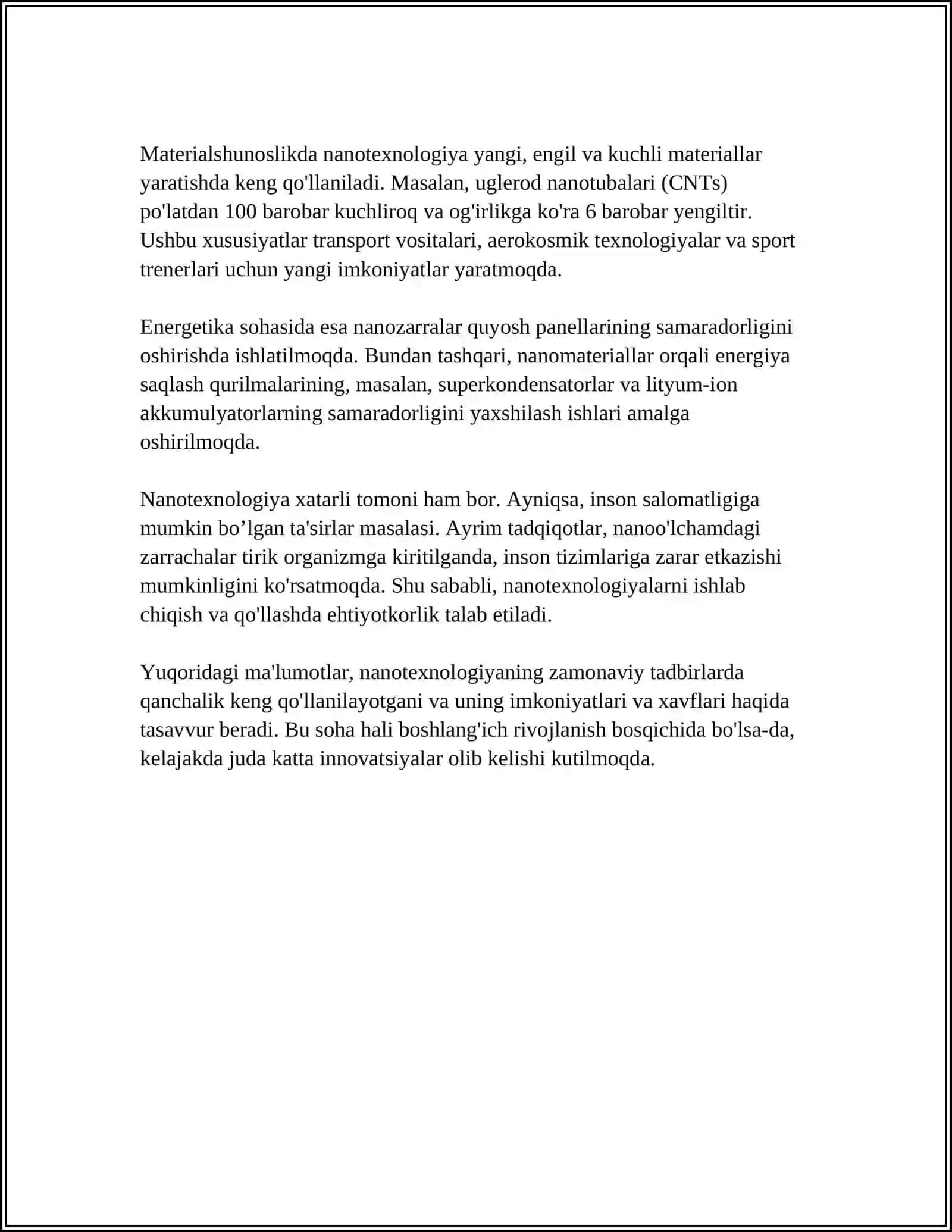 NANOTRXNOLOGIYALAR HAQIDA UMUMIY MA’LUMOT BERISH YARATISH VA RIVOJLANISH TARIXINI YARATISH 4
