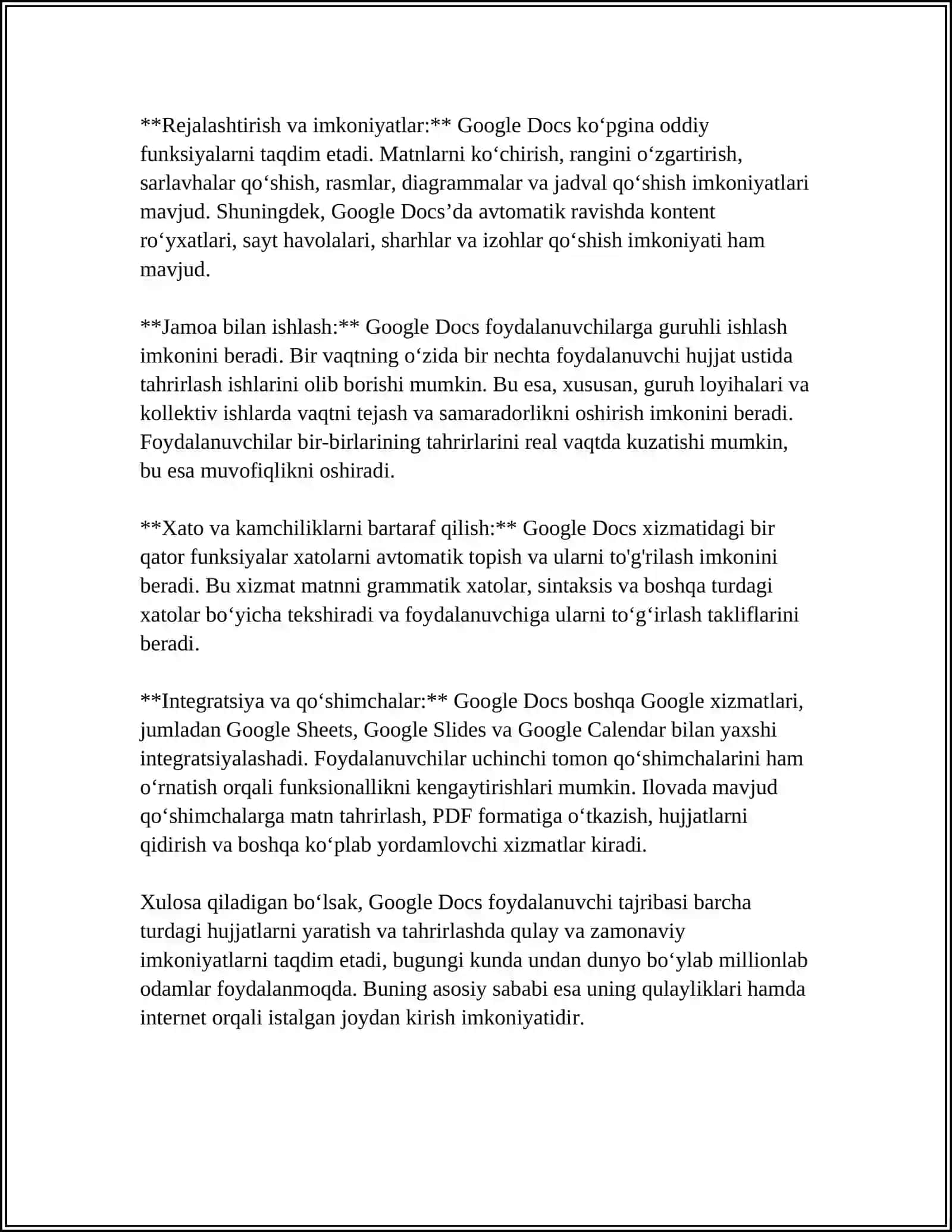 GOOGLE ASBOB-USKUNALARI VA SERVISLARIDAN FOYDALANISH AXBOROT RESURSLARINI YARATISH VA LOYIHALASH 4