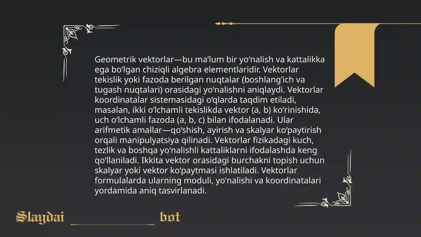 Vektorlarning matematik ta'rifi 4