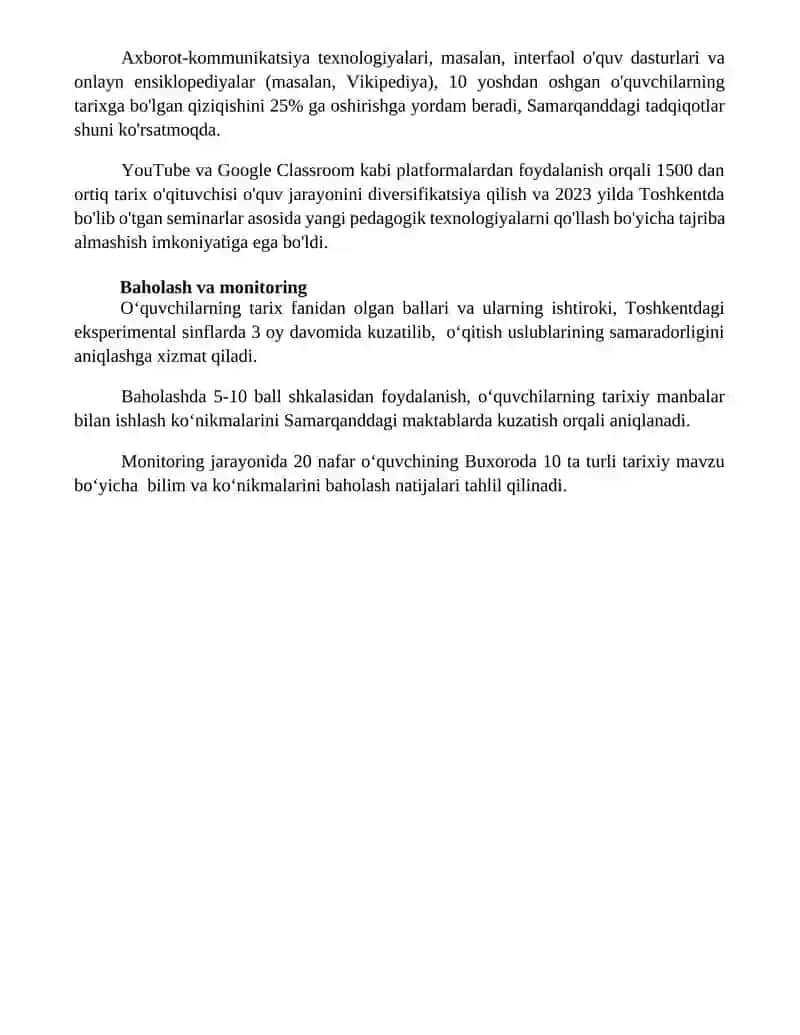 Tarix o'qitishda ta'limning usul va vositalarini tanlash 4