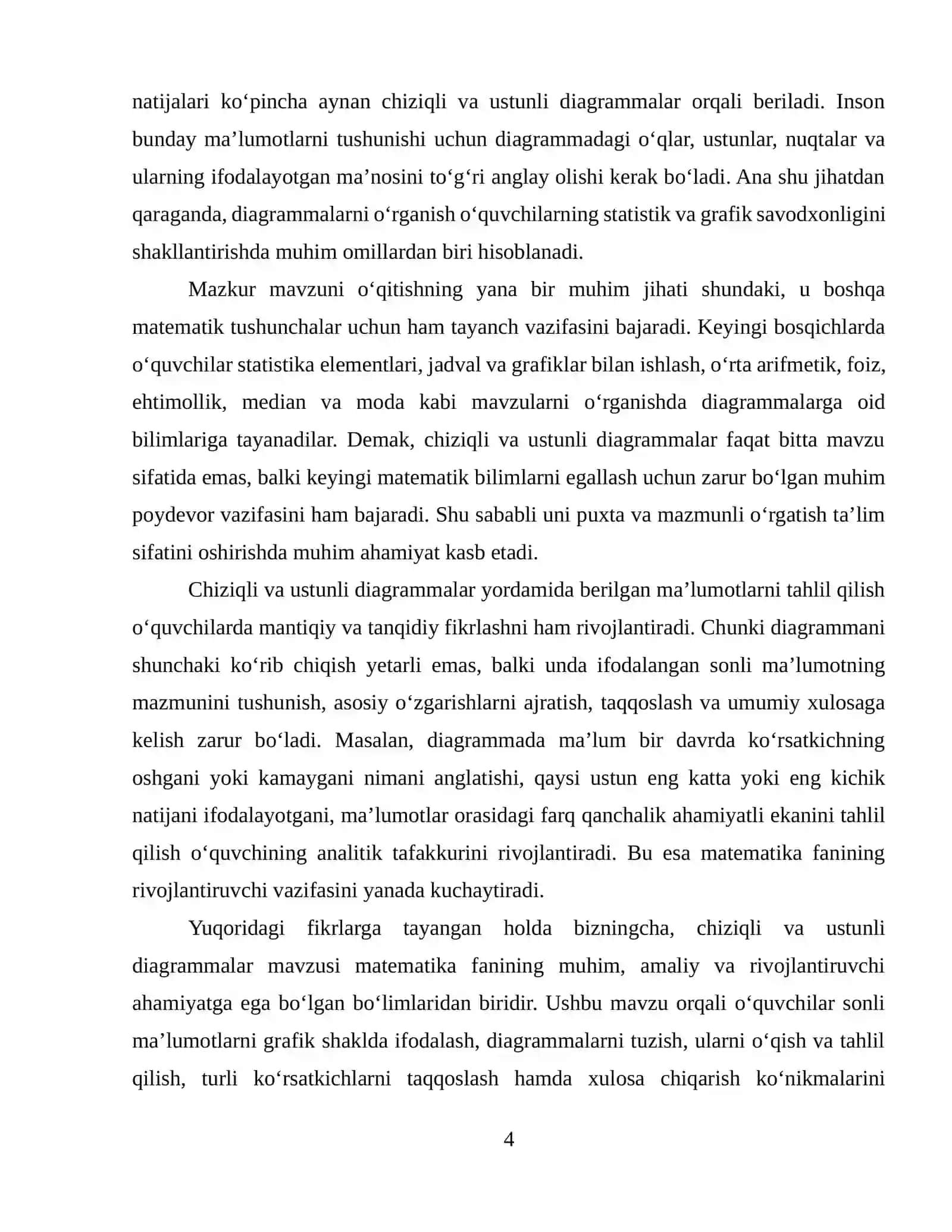 Chiziqli va ustunli diagrammalar 4