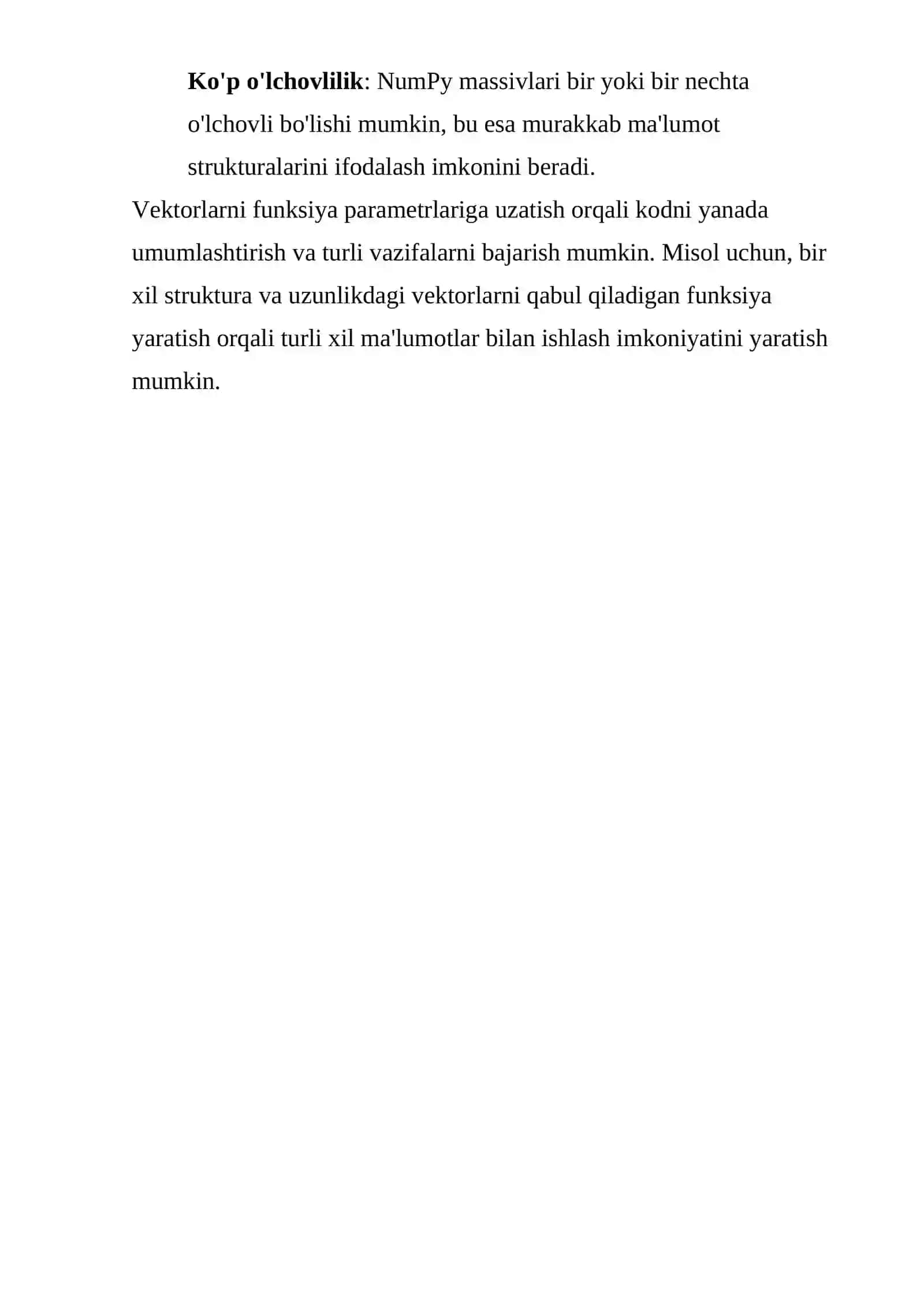 PYTHON DASTURLASH TILIDA VEKTORLARNI FUNKSIYA PARAMETRLARI SIFATIDA QO’LLANILISHI 4