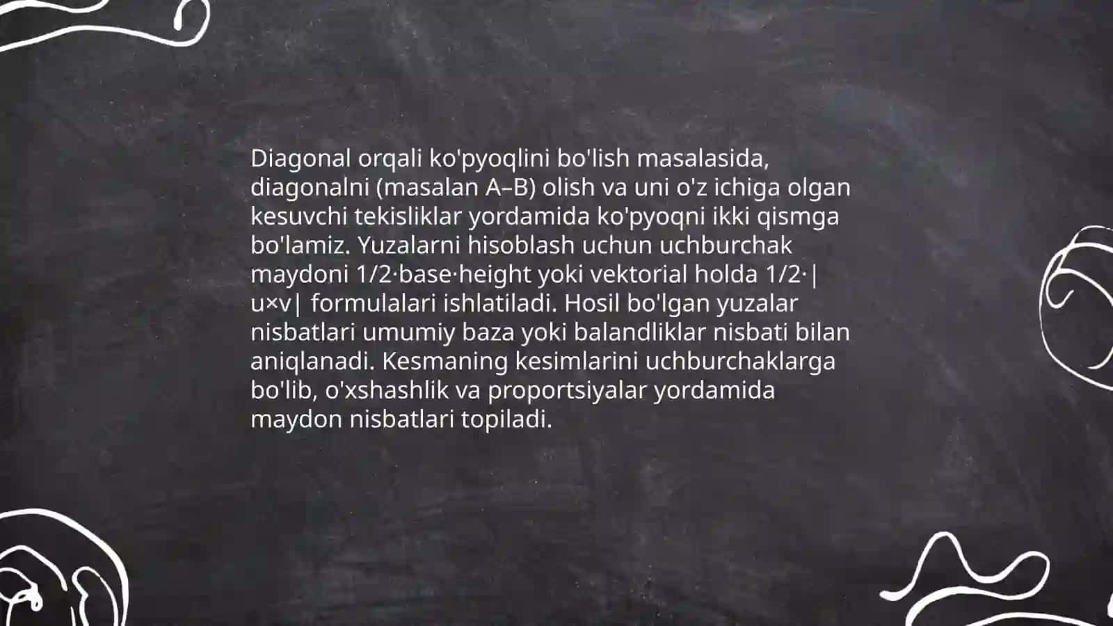 Ko'p yoqlilar,ularning turli kesimlarini tasvirlashga oid masalalar yechish 4