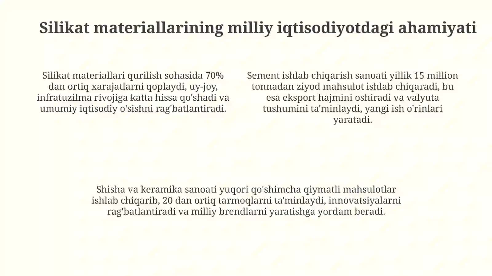 Silikat mahsulotlari va materiallarining tavsifi 4