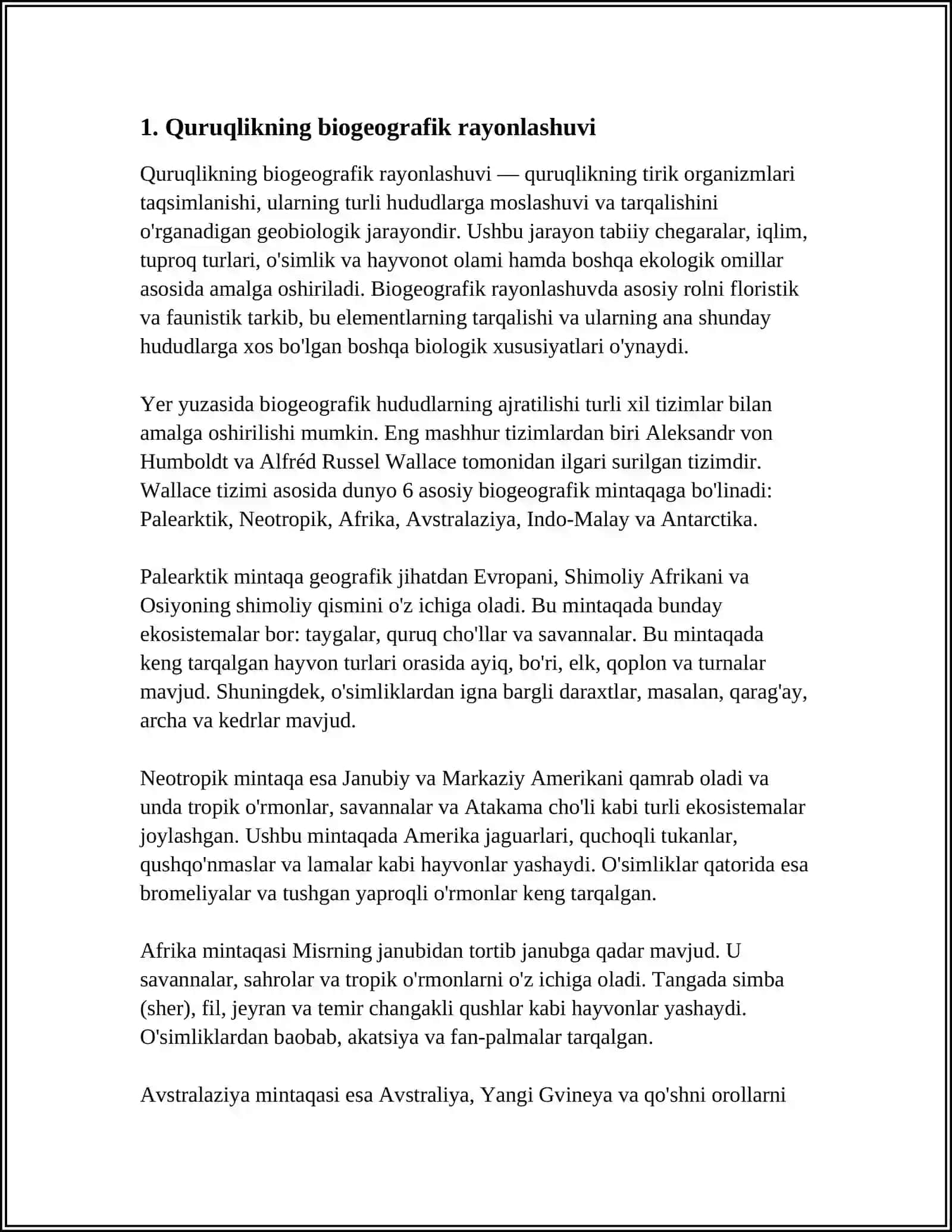 QURUQLIKNING BIOGEOGRAFIK RAYONLARI FLORASI VA FAUNASI 4