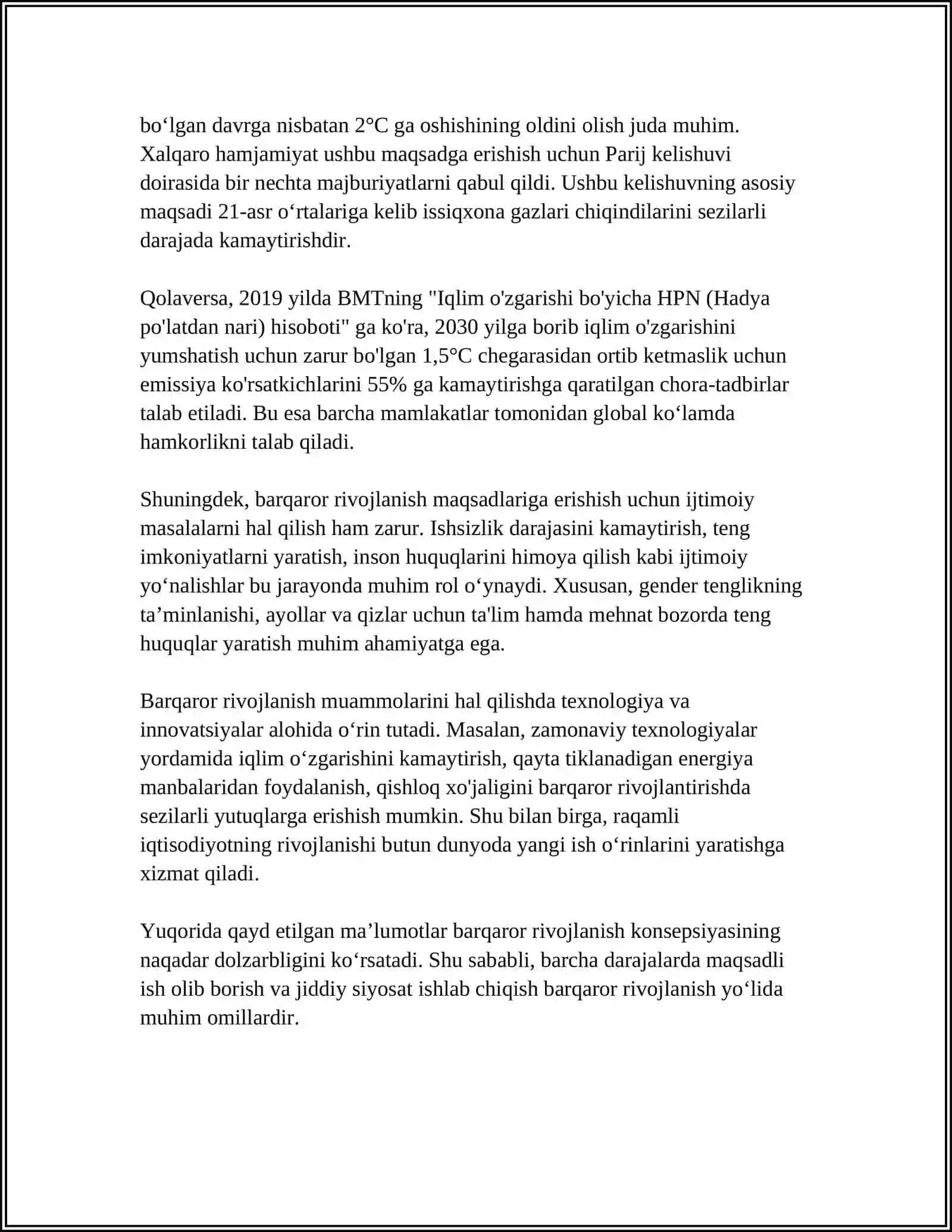 BARQAROR RIVOJLANISH KONSEPSIYASIDA BELGILANGAN VAZIFALARNI AMALGA OSHIRISHDA MUHOFAZA ETILADIGAN TABIIY HUDUDLARNING ÕRNI VA AHAMYATI 4