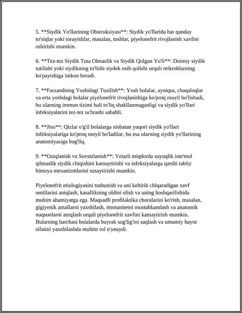 BOLALARDA PIYOLANEFRIT KASALLIGI 4