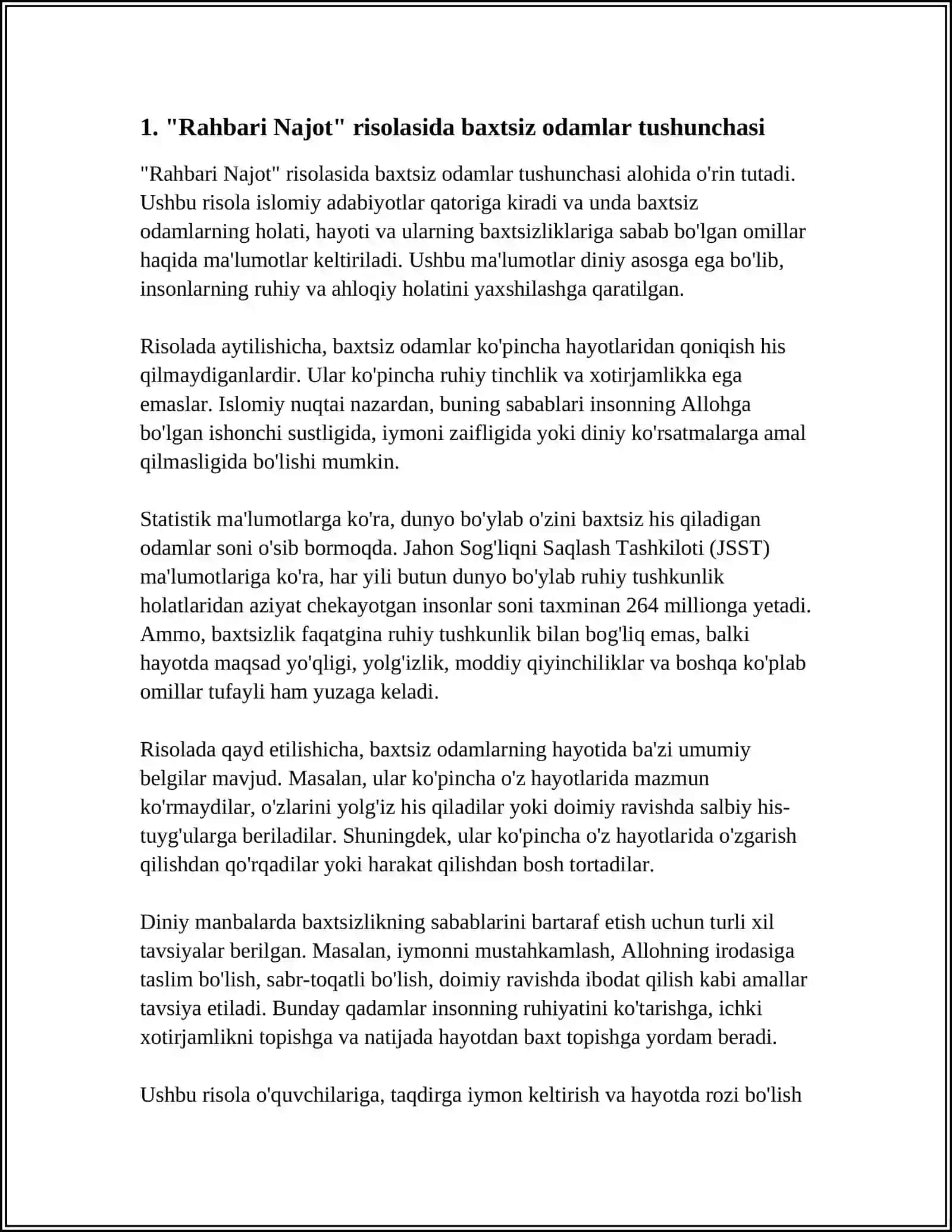 A.FITRATNING "RAHBARI NAJOT" RISOLASIDAGI "BAXTSIZ ODAMLARNING IKKI TOIFASI"GA OID QARASHLARI BO'YICHA ESSE TAYYORLASH, VIDEOROLIK TANLOVINI O'TKAZISH 4