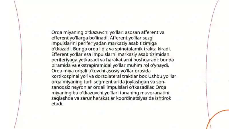Orqa miyaning reflektor va o'tkazuvchi yo'l faoliyati, tekshirish usullari Uzunchoq miya va o'rta miya. 4