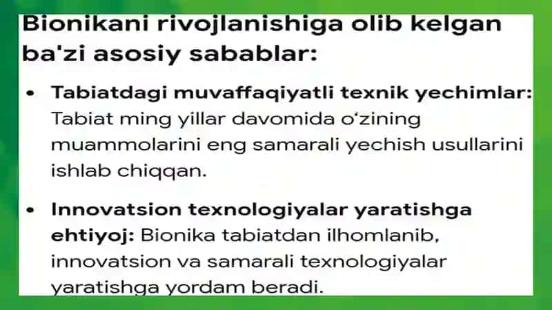 Bionika asoslari va uni insin hayotidagi oʻrni 4