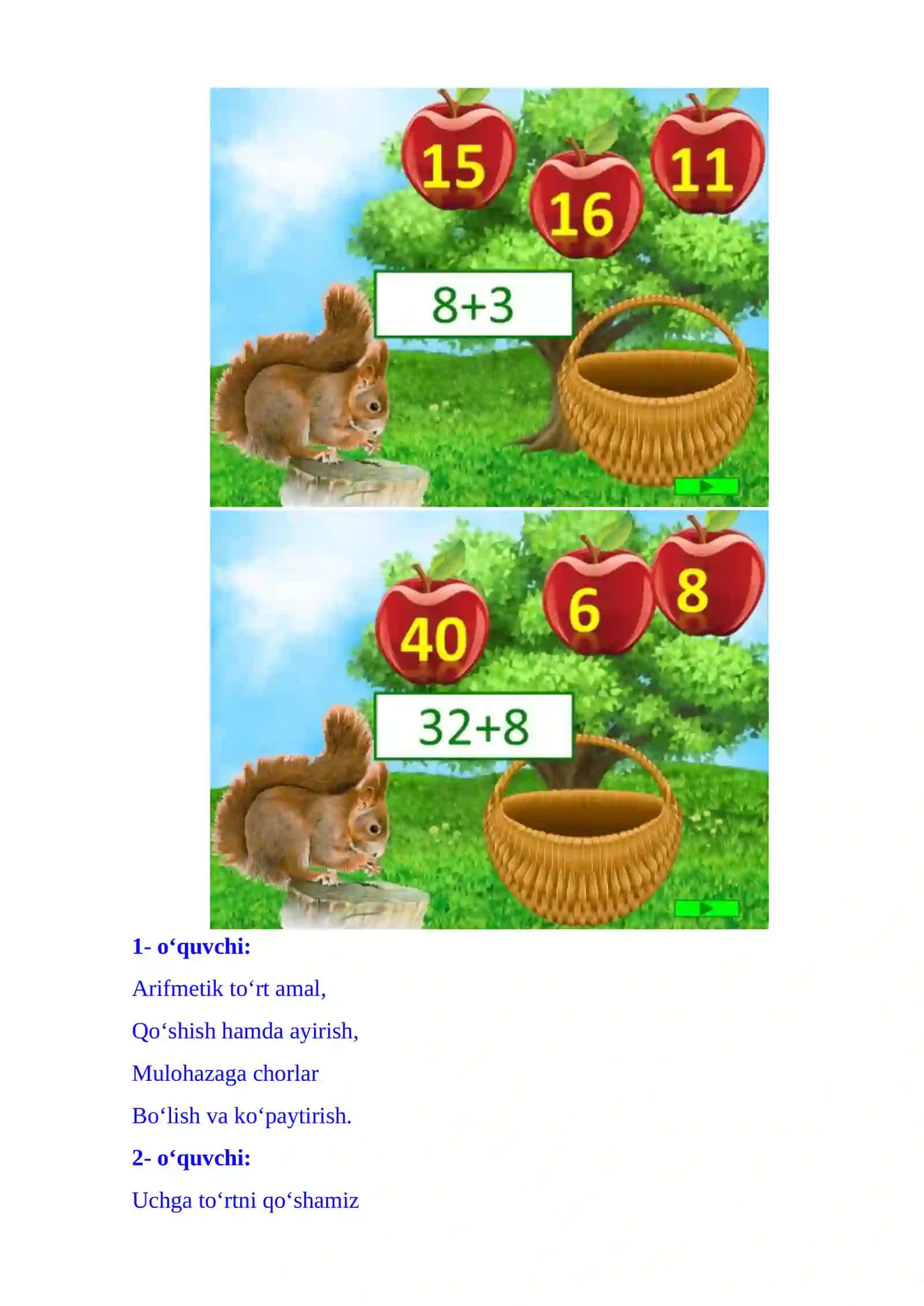 2-sinf Matematika fanidan Sonlarni ayirish dars ishlanma 1-chorak 4