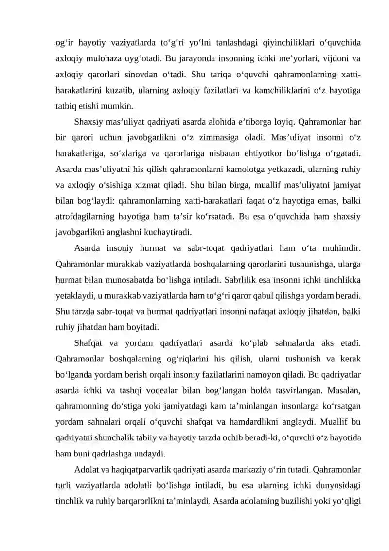 “Ikki eshik orasi” daestetik axloqiy qadriyatlar 4