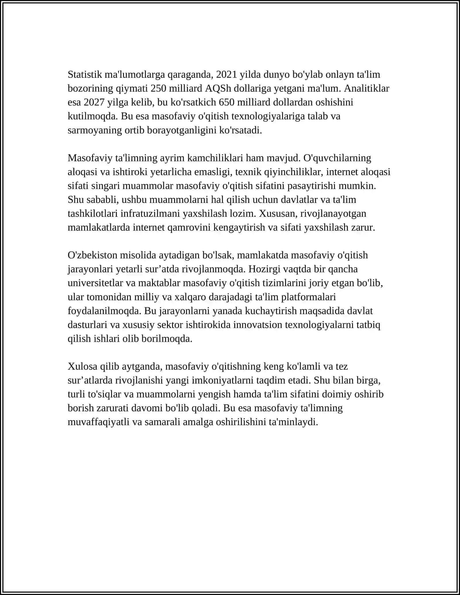 MASOFAVIY OʻQITISHISHNING DASTURIY VA TEXNIK VOSITALARNI. ELEKTR TALIM TIZIMLARI 4