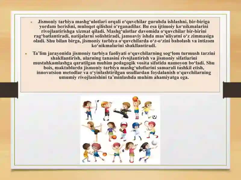 Umumiy ta’lim maktabi o‘quvchilarning jismoniy sifatlarini tarbiyalash 4