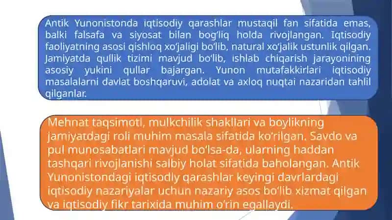 Antik dunyo, G‘arbiy Yevropa va Temuriylar davri iqtisodiy g‘oyalari hamda ularning ta’siri 4