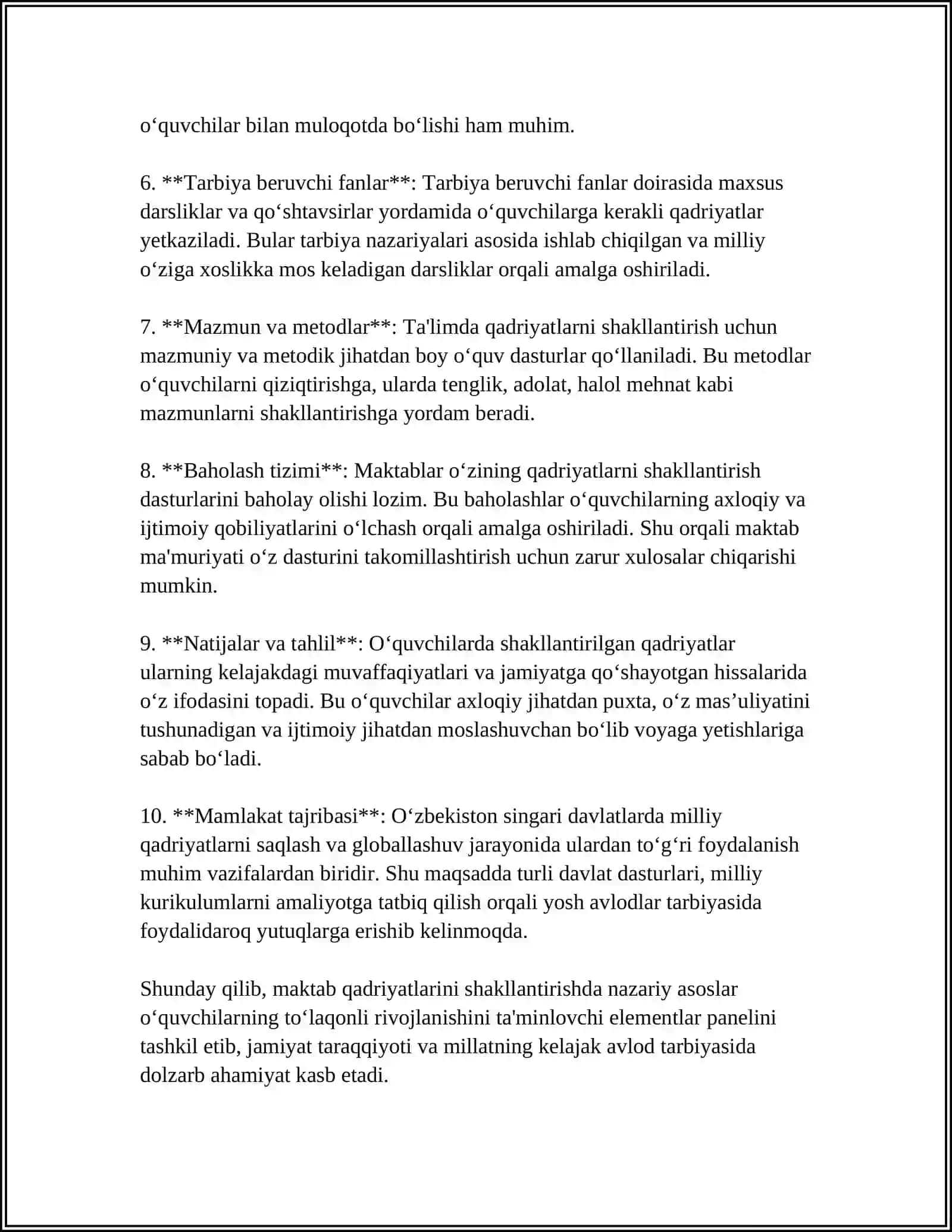 MAKTAB QADRIYATINI SHAKLLANTIRISH:OʻZBEKISTON VA XORIJ TAJRIBASINING QIYOSIY TAHLILI 4