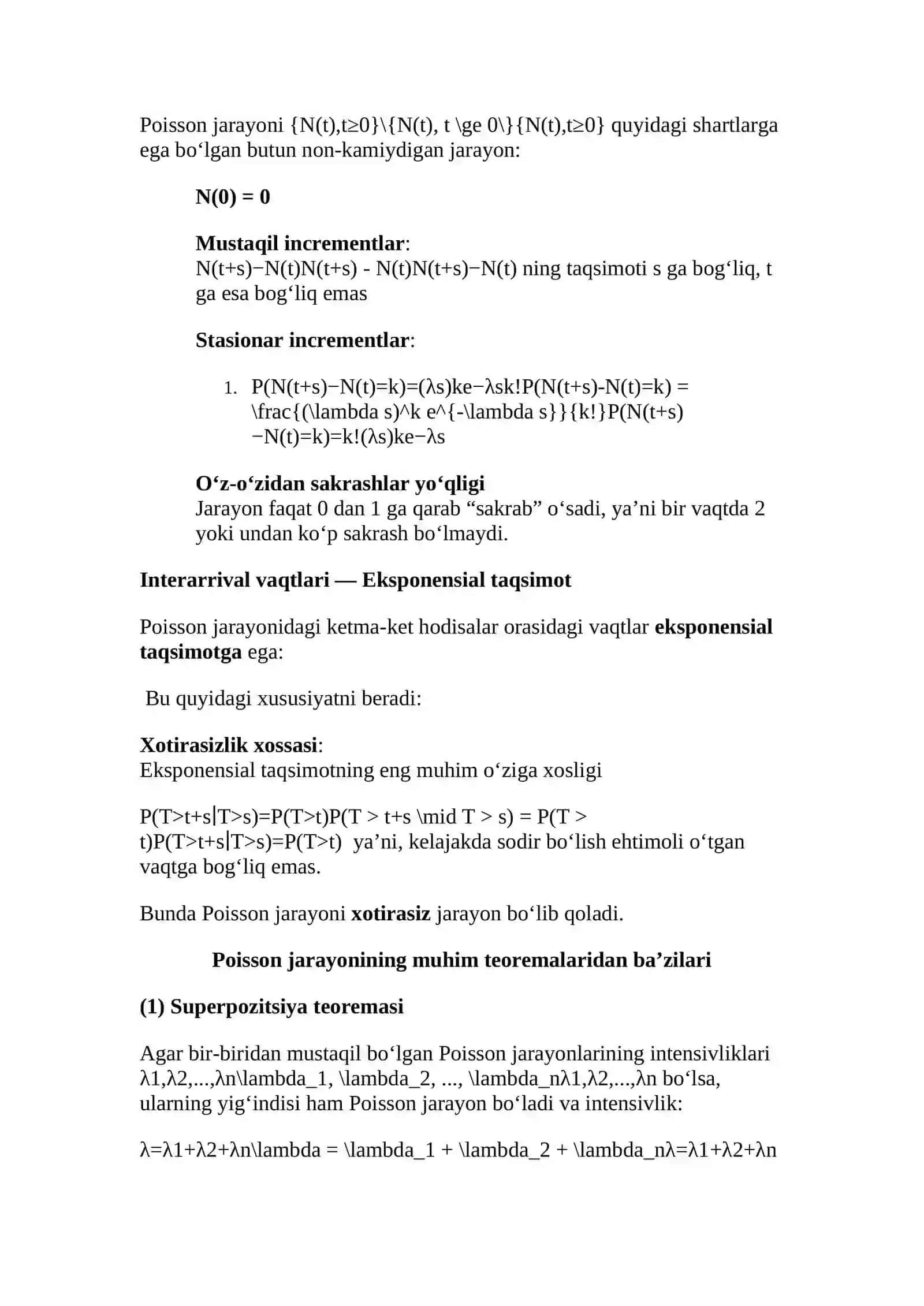 Poisson jarayonining nazariy asoslari 4