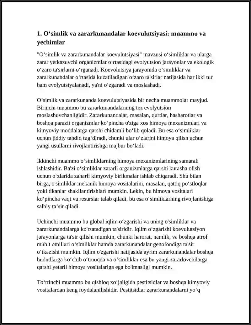 KOEVOLUTSIYASI VA EKOLIGIYASI MUAMMO VA YECHIM 4