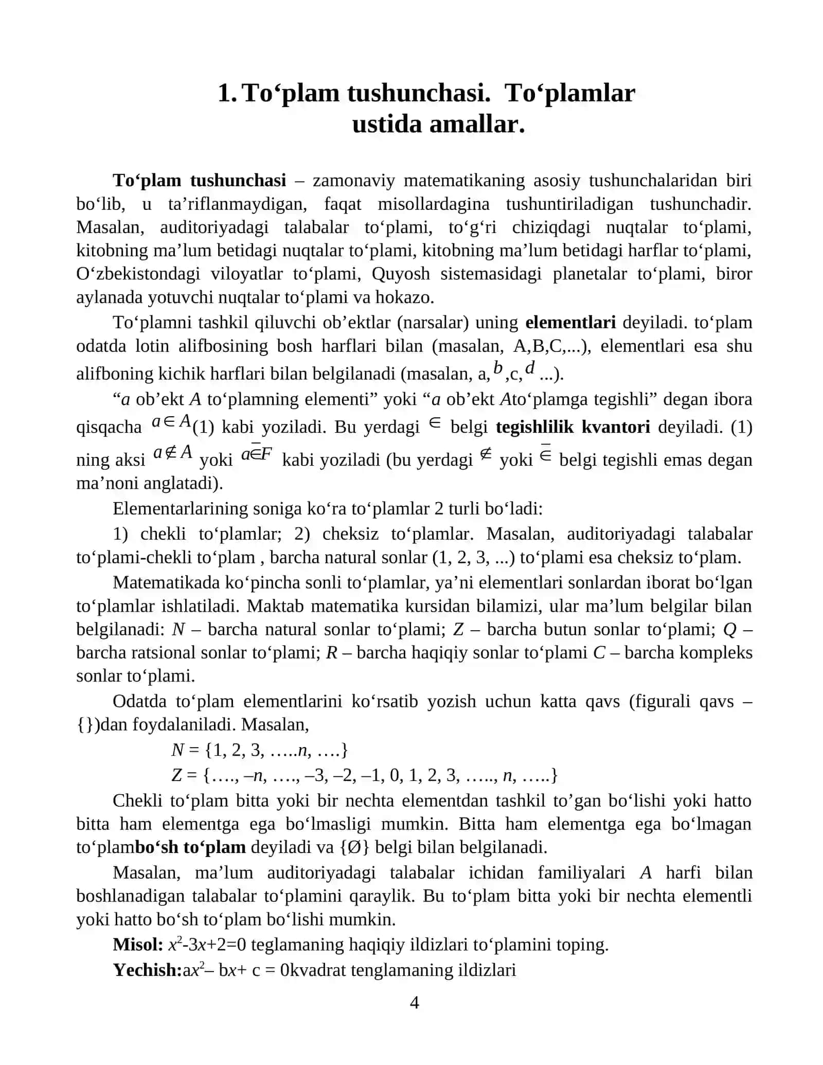 Haqiqiy sonlar. haqiqiy sonning absolyut qiymati. tenglama va 4
