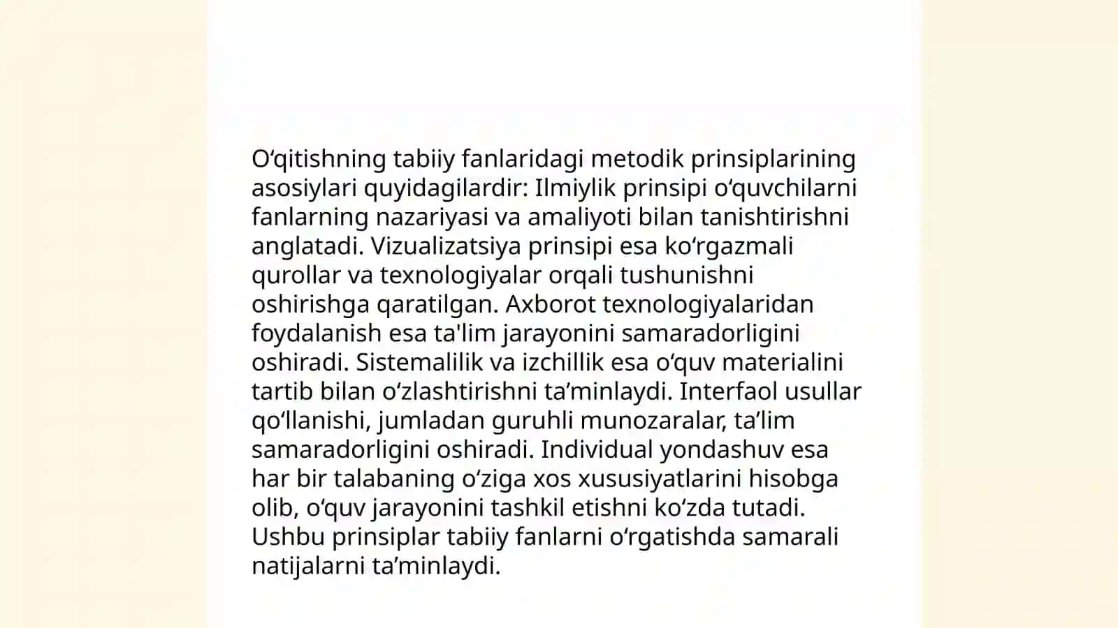Boshlangʻich taʼlim tabiiy fanlarining oʻqitishning didaktik tamoyillarini oʻrganish va tahlil qilish 4