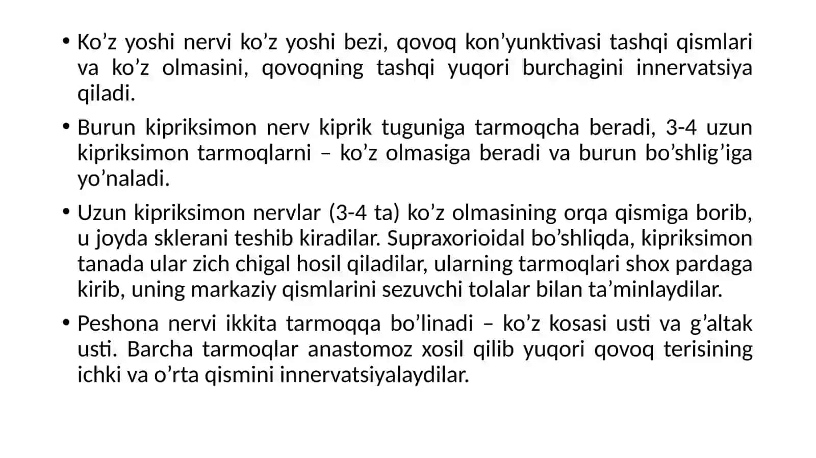 KO’Z OLMASI VA KO’Z KOSASINING INNERVATSIYASI 4