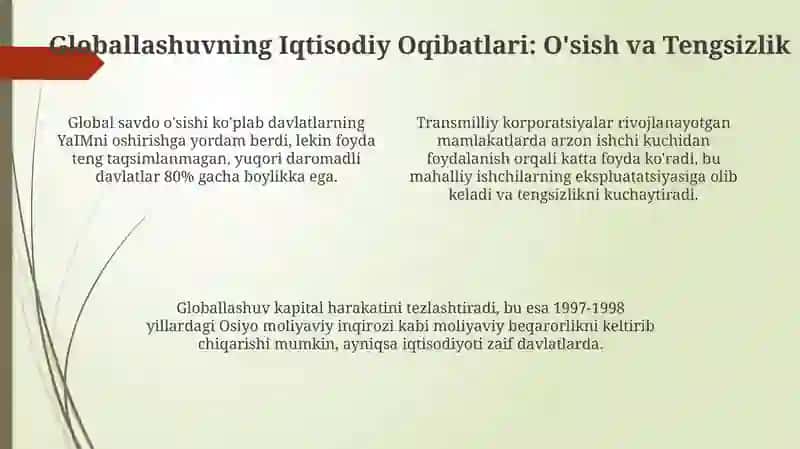 Globallashuv va Barqaror Rivojlanish: Asosiy Tushunchalar 4