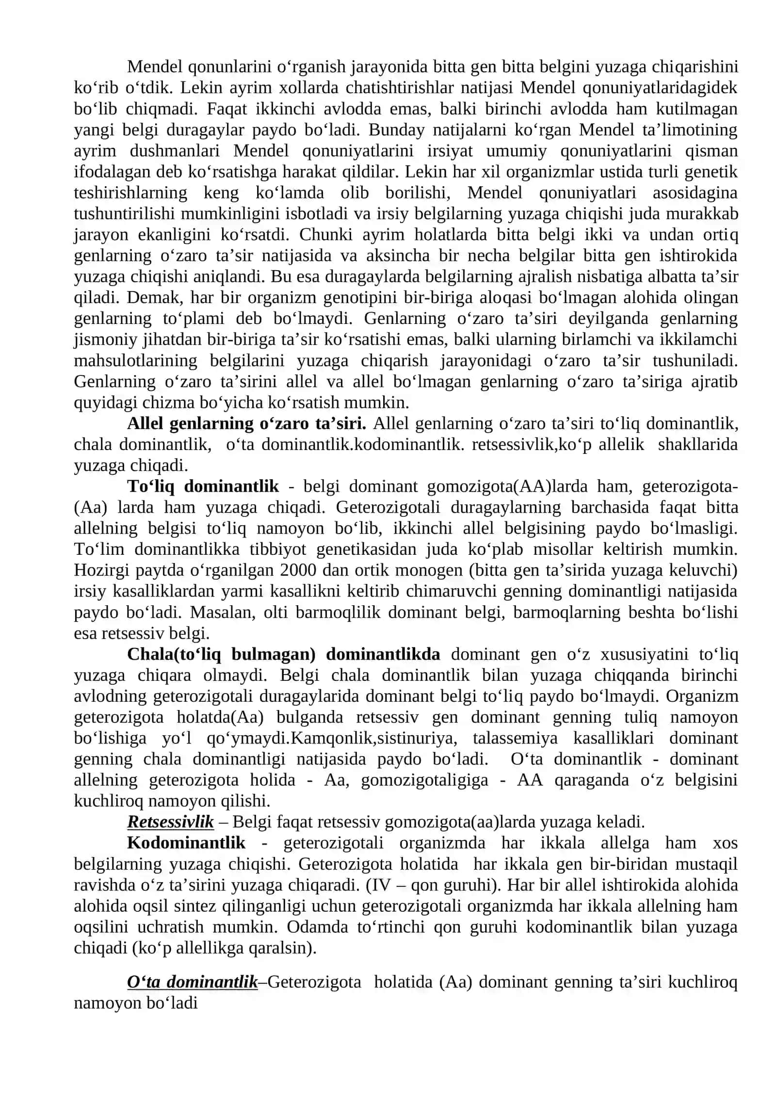 O'ZARO TA'SIRI. ALLELLIK 4