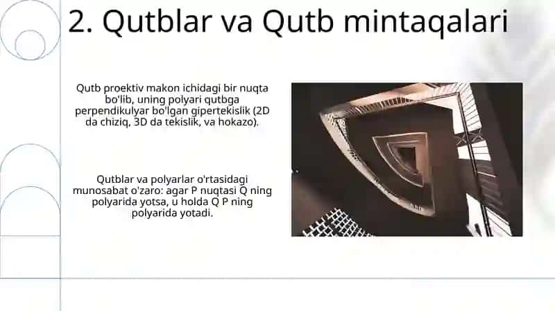 Affin va yevklid geometriyasining proektiv sxemasi 4