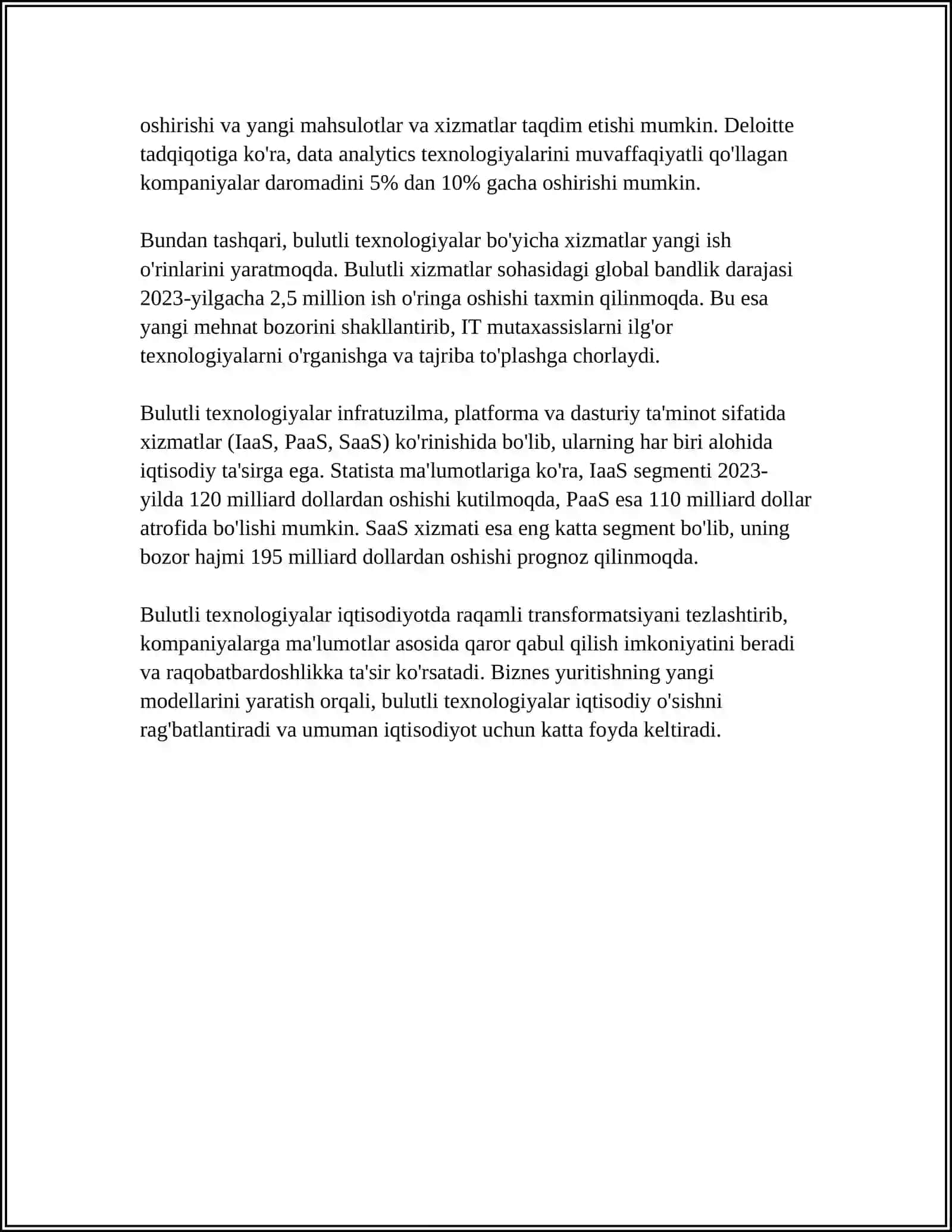 IQTISODIYOTDA BULUTLI TEXNOLOGIYALARDAN FOYDALANISH XUSUSIYATLARI 4