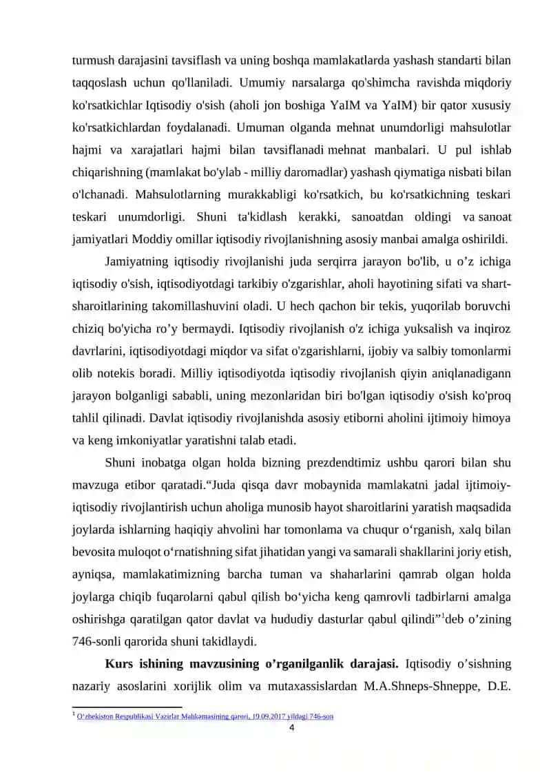 Iqtisodiy o’sishning mazmuni, mezonlari va ko’rsatkichlari 4